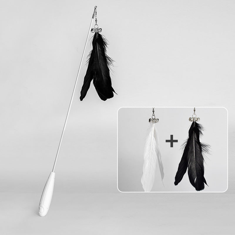 KFX-9659325 Telescopic Cat Toy with Removable Feather Bell, Adjustable 48-80cm Fiber Rod