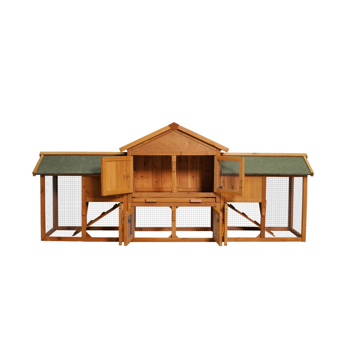 KFX-9659709 Extra Large Bunny Cage with 2 Detachable Runs for Small Animals, Spacious Habitat for Guinea Pigs and Rabbits