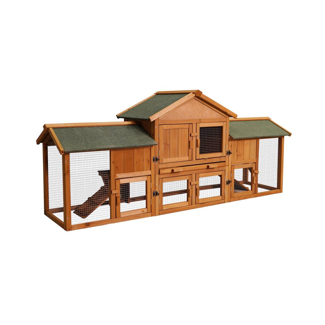 KFX-9659709 Extra Large Bunny Cage with 2 Detachable Runs for Small Animals, Spacious Habitat for Guinea Pigs and Rabbits
