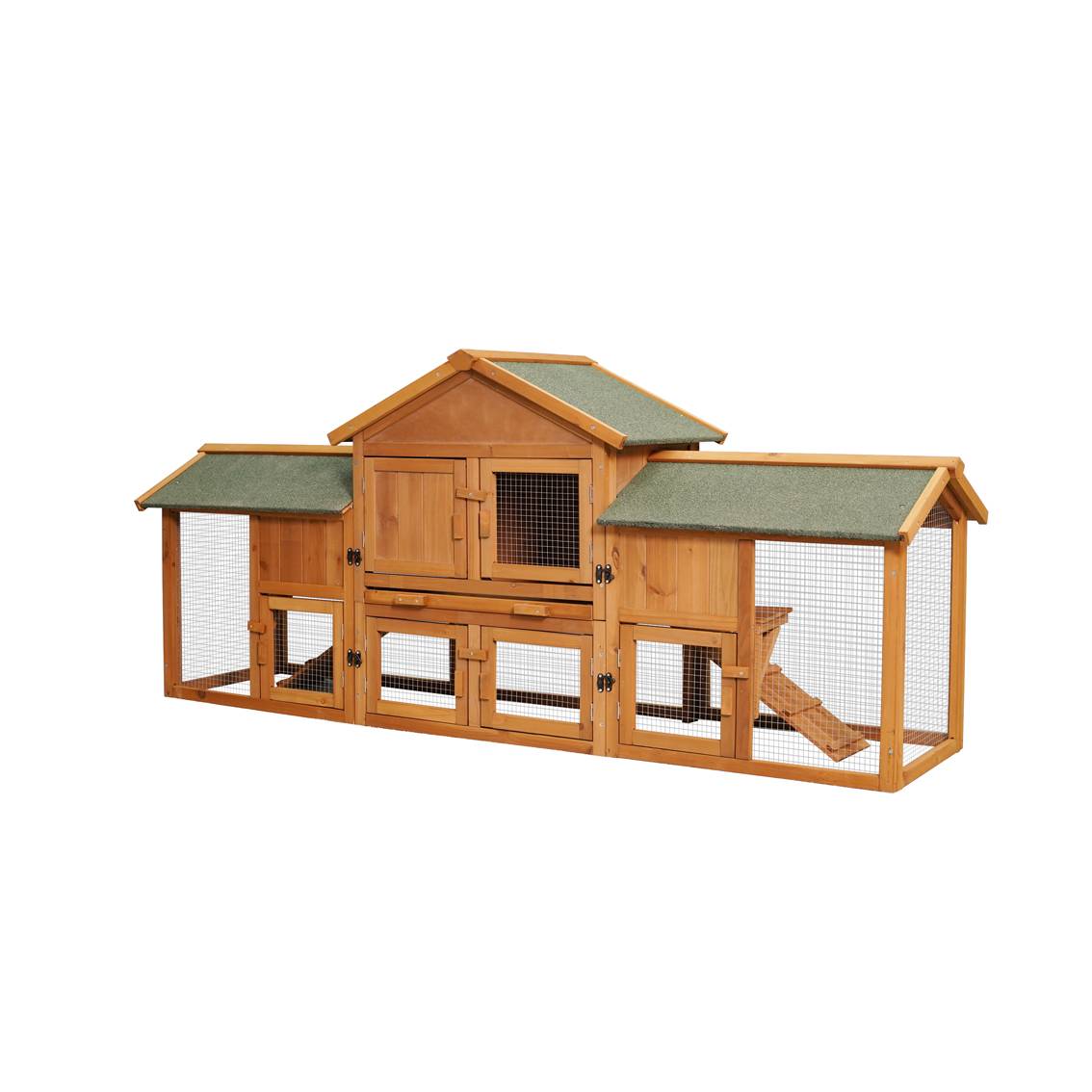 KFX-9659709 Extra Large Bunny Cage with 2 Detachable Runs for Small Animals, Spacious Habitat for Guinea Pigs and Rabbits