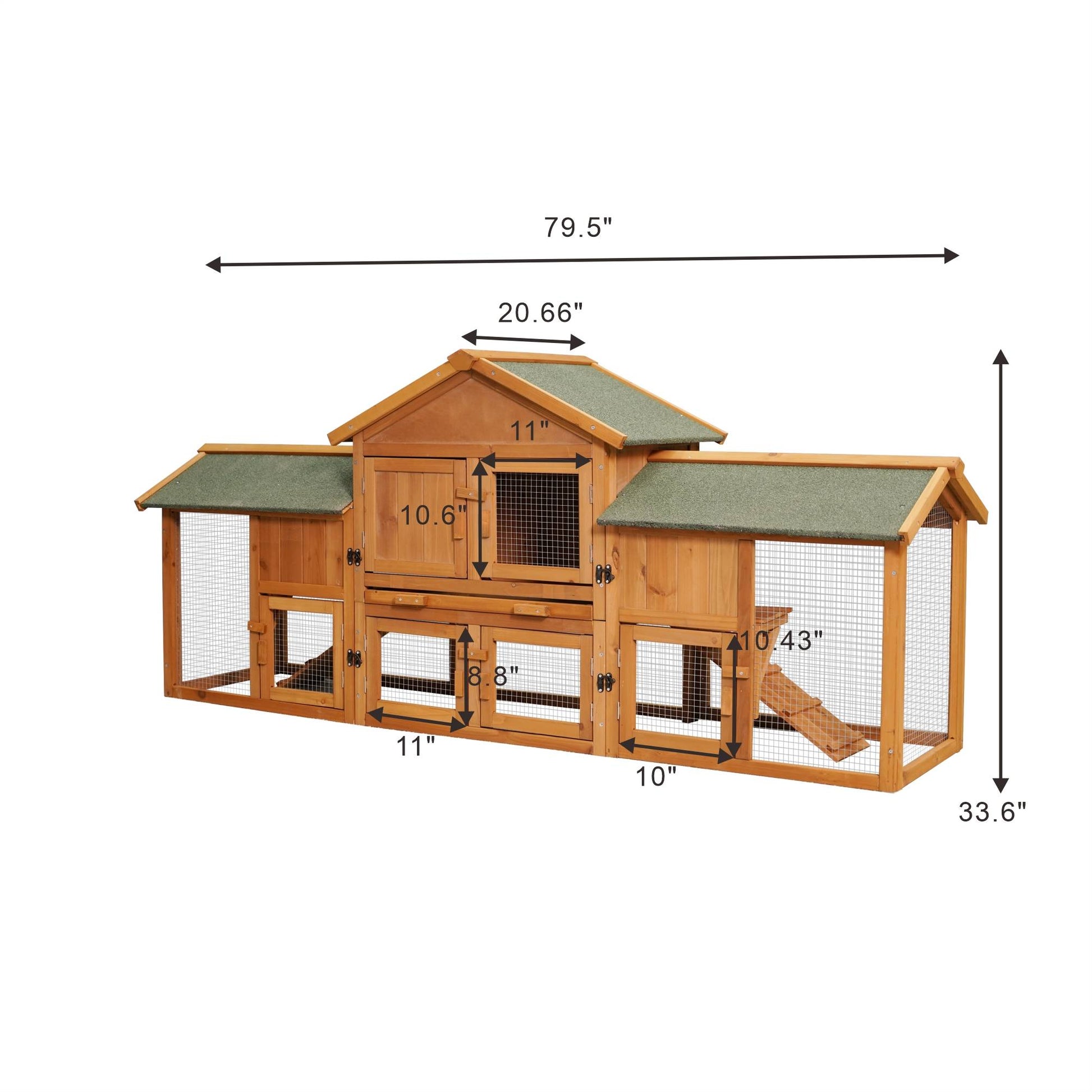 KFX-9659709 Extra Large Bunny Cage with 2 Detachable Runs for Small Animals, Spacious Habitat for Guinea Pigs and Rabbits
