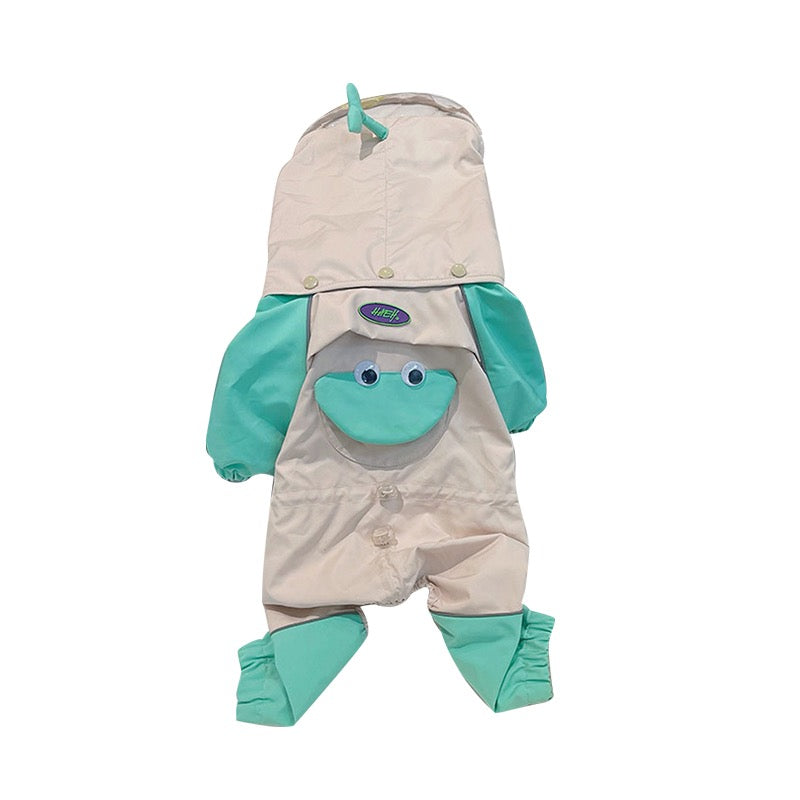 KFX-9660605 Waterproof Khaki Pet Poncho for Schnauzers - Casual Cartoon Raincoat
