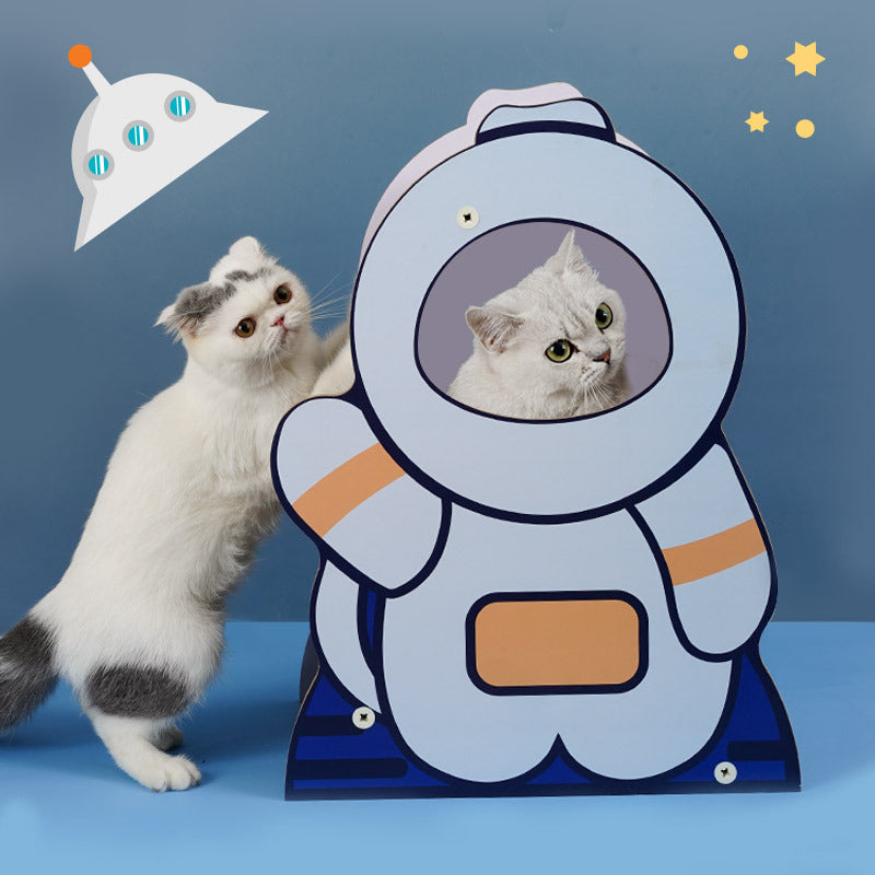 KFX-9662013 Astronaut-Themed Corrugated Cat Nest and Scratching Board, Large Size