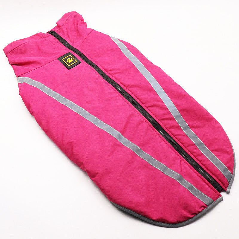 KFX-9666237 Warm Fleece-Lined Cold Weather Coat for Medium and Large Dogs in Red, Blue, Rose Red, and Yellow