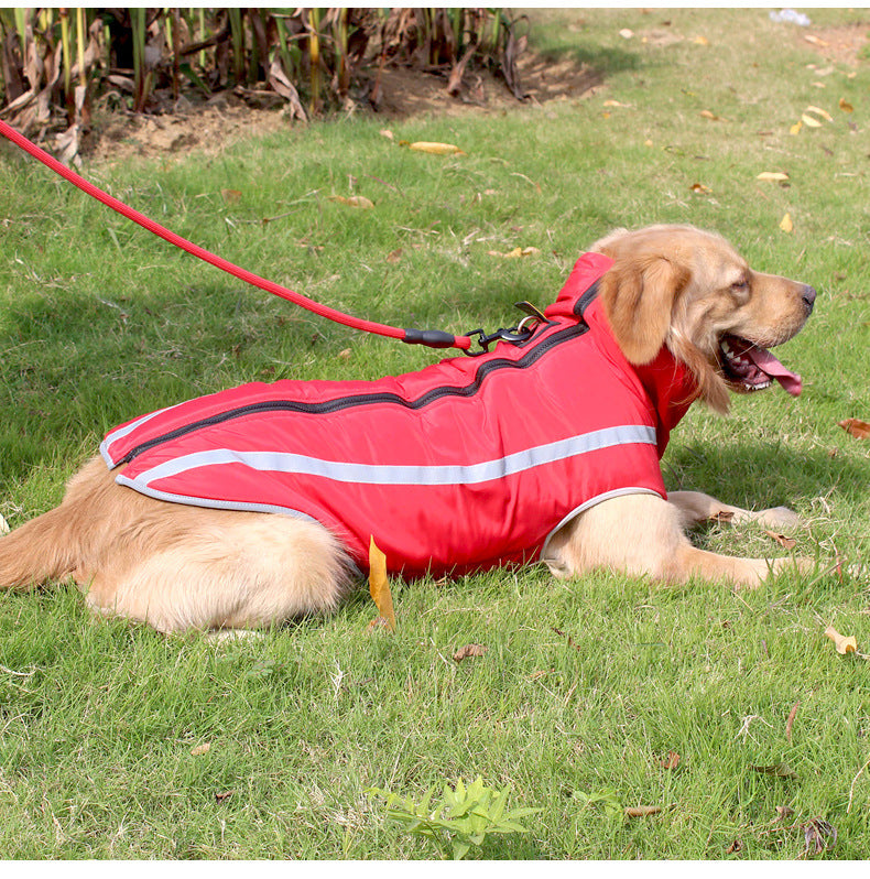 KFX-9666237 Warm Fleece-Lined Cold Weather Coat for Medium and Large Dogs in Red, Blue, Rose Red, and Yellow