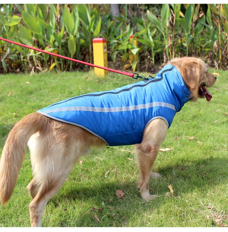 KFX-9666237 Warm Fleece-Lined Cold Weather Coat for Medium and Large Dogs in Red, Blue, Rose Red, and Yellow