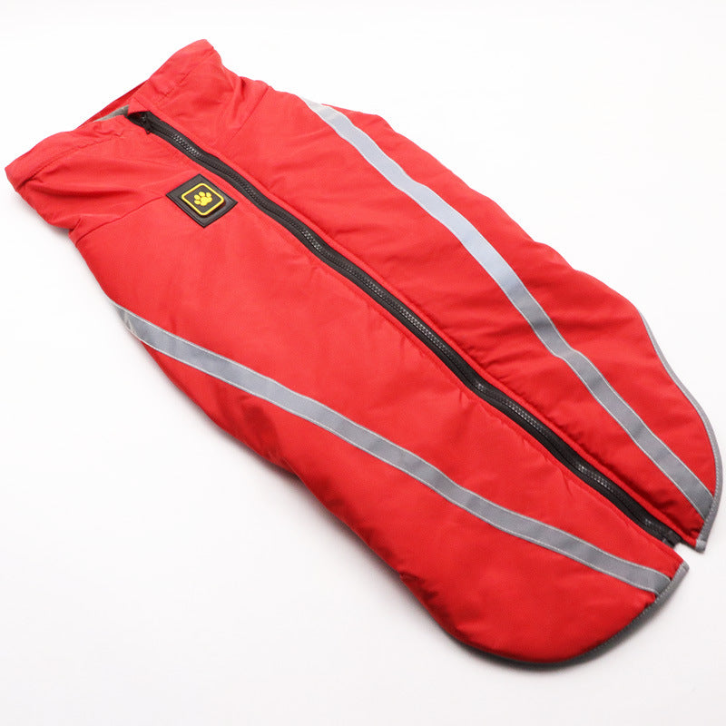 KFX-9666237 Warm Fleece-Lined Cold Weather Coat for Medium and Large Dogs in Red, Blue, Rose Red, and Yellow