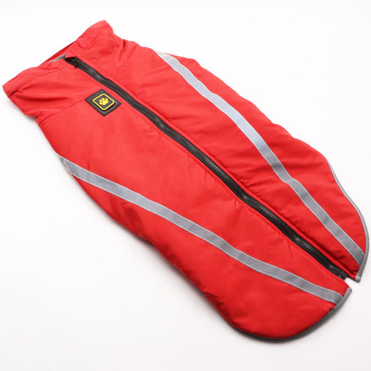 KFX-9666237 Warm Fleece-Lined Cold Weather Coat for Medium and Large Dogs in Red, Blue, Rose Red, and Yellow