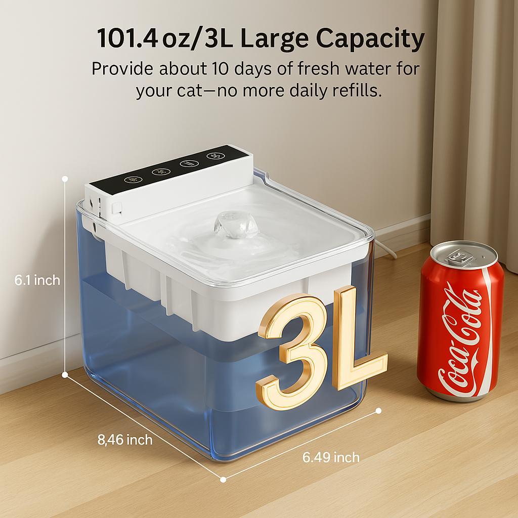 KFX-9667645 Automatic Pet Fountain with Radar Sensing Technology and 3L Water Capacity