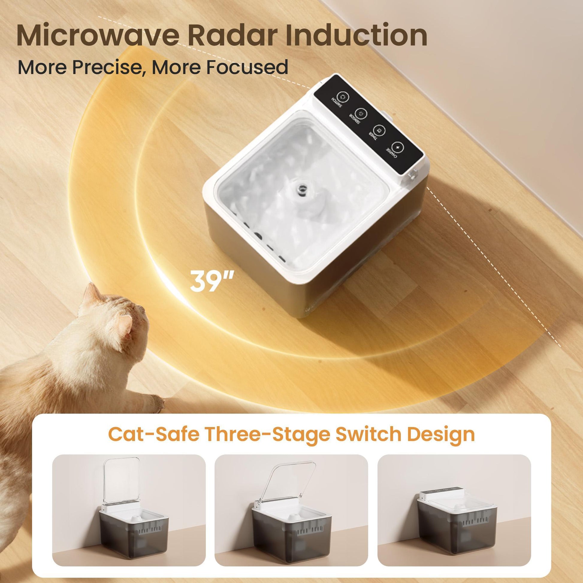 KFX-9667645 Automatic Pet Fountain with Radar Sensing Technology and 3L Water Capacity