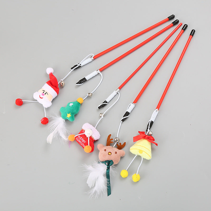 KFX-9668413 Interactive Christmas Cat Toy with Feathers for Safe Play and Natural Movement