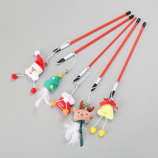 KFX-9668413 Interactive Christmas Cat Toy with Feathers for Safe Play and Natural Movement