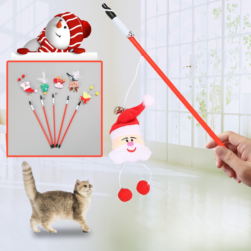 KFX-9668413 Interactive Christmas Cat Toy with Feathers for Safe Play and Natural Movement