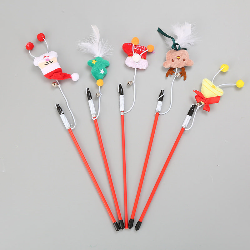 KFX-9668413 Interactive Christmas Cat Toy with Feathers for Safe Play and Natural Movement