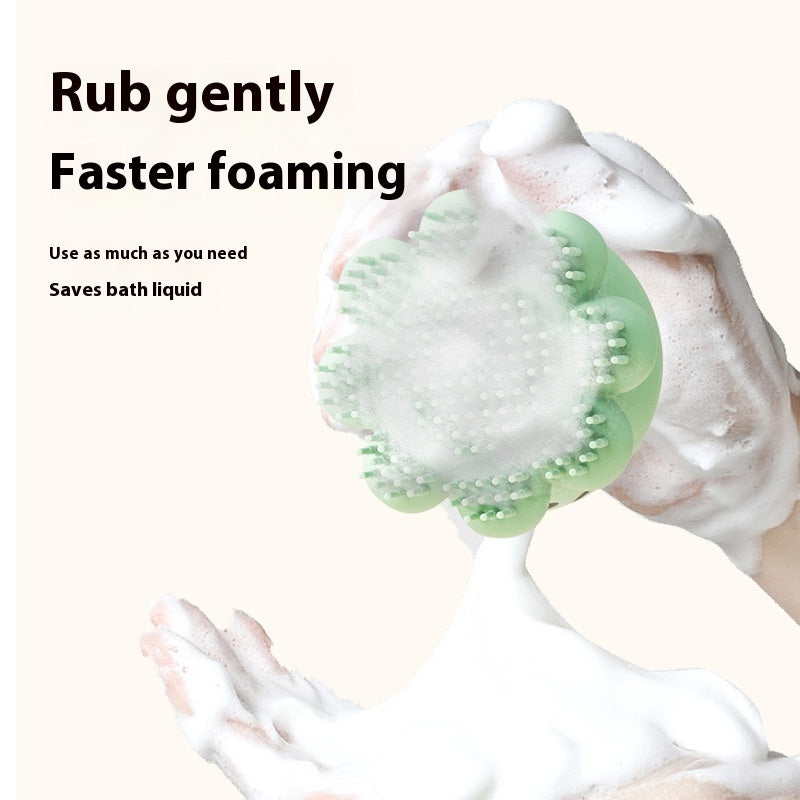 KFX-9669437 Silicone Pet Shower Brush with Massage Comb for Dogs - Green & Purple