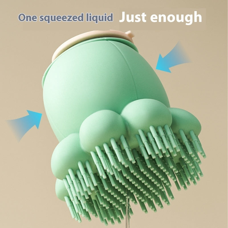 KFX-9669437 Silicone Pet Shower Brush with Massage Comb for Dogs - Green & Purple