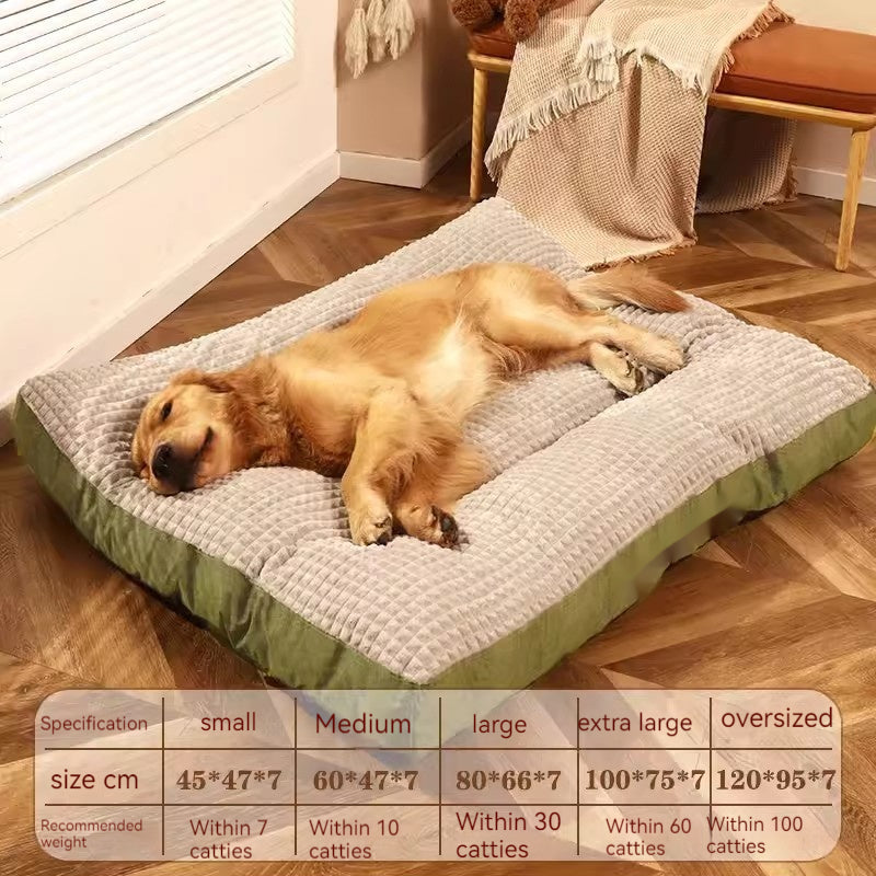 KFX-9671613 Warm and Cozy Fully Removable Washable Dog Mat in Flannel Green for All Seasons