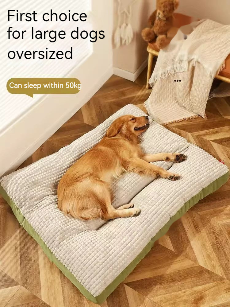 KFX-9671613 Warm and Cozy Fully Removable Washable Dog Mat in Flannel Green for All Seasons