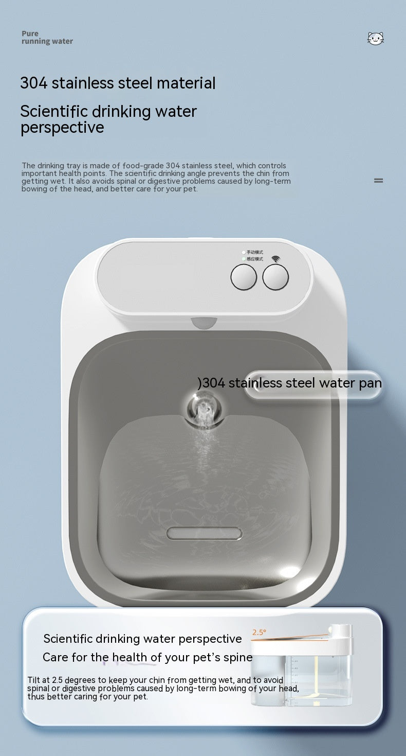 KFX-9673405 Automatic Cat Water Fountain with Filtration System - 25CM x 19CM, White