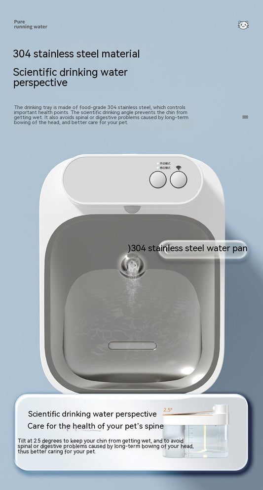 KFX-9673405 Automatic Cat Water Fountain with Filtration System - 25CM x 19CM, White