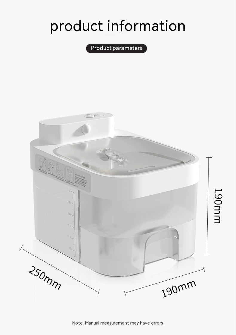 KFX-9673405 Automatic Cat Water Fountain with Filtration System - 25CM x 19CM, White