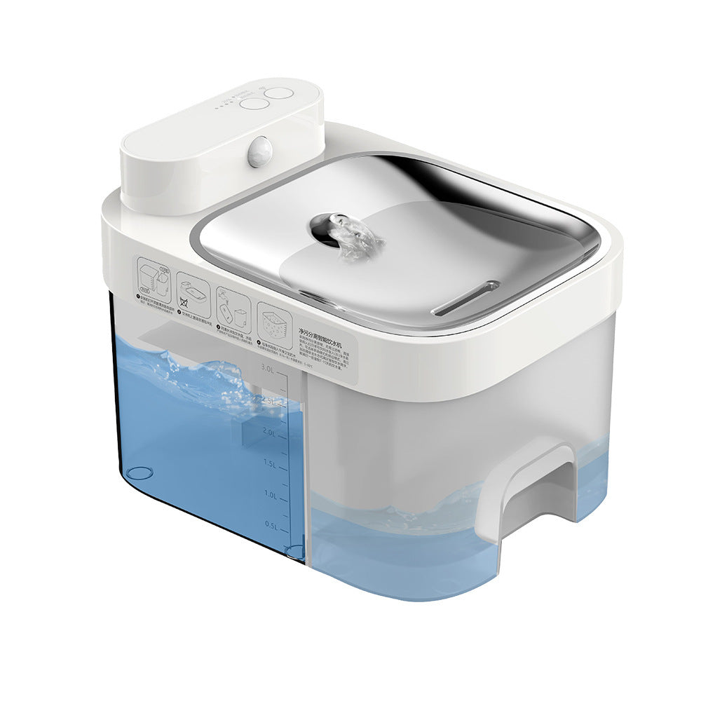 KFX-9673405 Automatic Cat Water Fountain with Filtration System - 25CM x 19CM, White