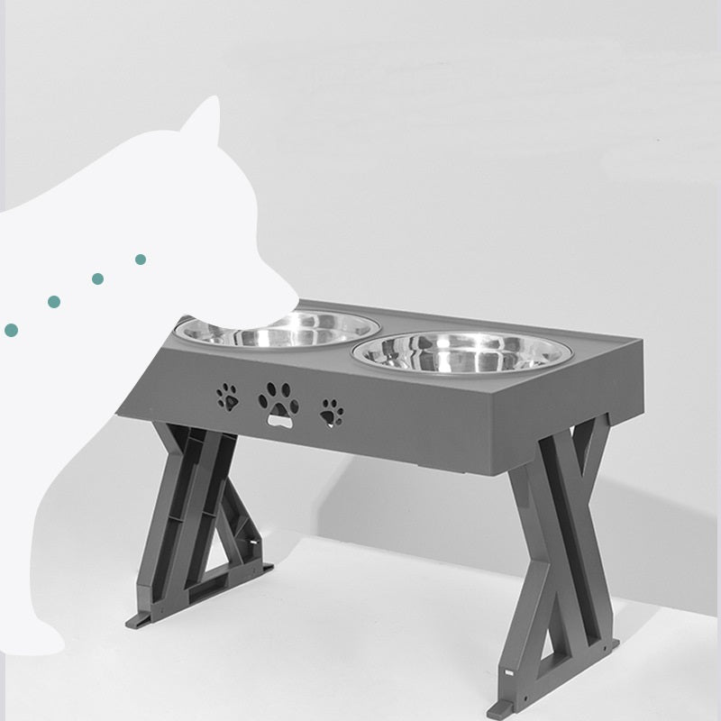 KFX-9673533 Adjustable Height Stainless Steel Dog Food Bowl with Large Capacity