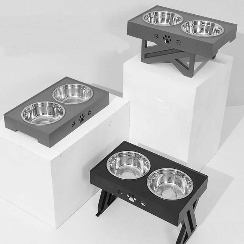KFX-9673533 Adjustable Height Stainless Steel Dog Food Bowl with Large Capacity