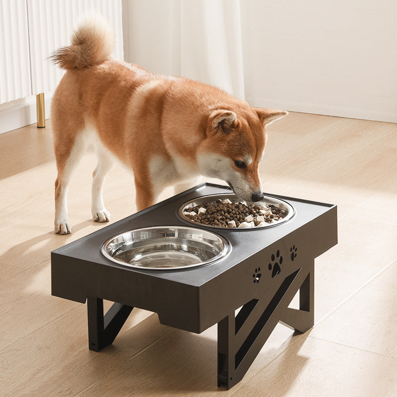 KFX-9673533 Adjustable Height Stainless Steel Dog Food Bowl with Large Capacity