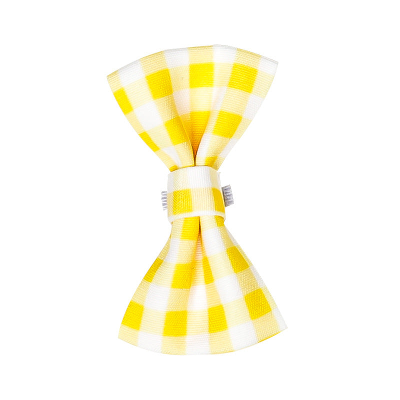 KFX-9674941 Cute Lace Bib and Plaid Saliva Towel for Pets in Yellow, Red, and Blue
