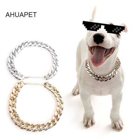 KFX-9675325 Gold Chain Buckle Collar for Small and Medium Dogs - Twisted Design, Adjustable Size, Pet Necklace