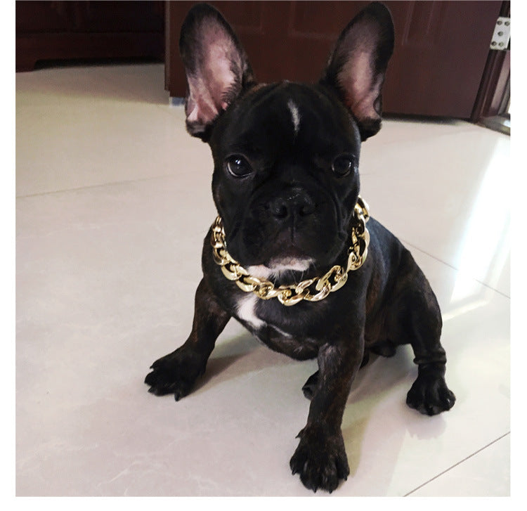 KFX-9675325 Gold Chain Buckle Collar for Small and Medium Dogs - Twisted Design, Adjustable Size, Pet Necklace