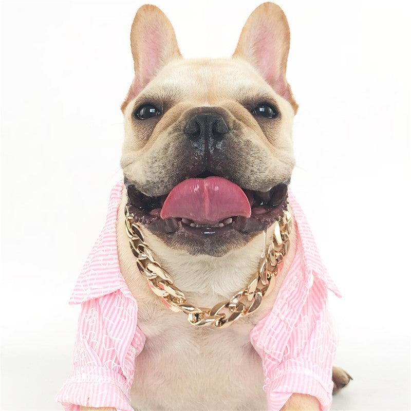 KFX-9675325 Gold Chain Buckle Collar for Small and Medium Dogs - Twisted Design, Adjustable Size, Pet Necklace