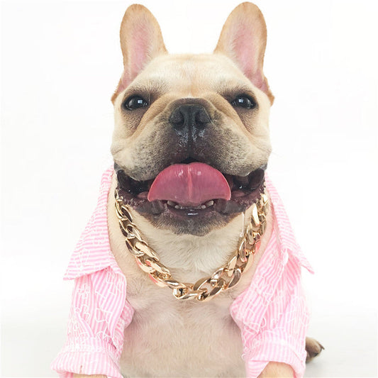 KFX-9675325 Gold Chain Buckle Collar for Small and Medium Dogs - Twisted Design, Adjustable Size, Pet Necklace