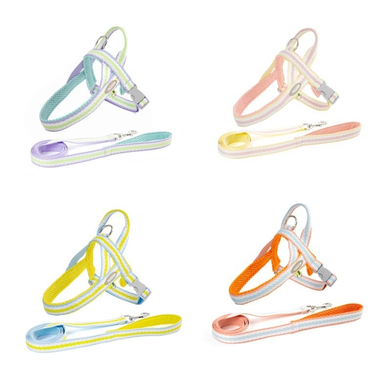 KFX-9676605 Portable Pet Harness with Hand Holding Rope - Available in Sea Salt Yellow, Fumigated Purple, Cream Powder, Coral Orange