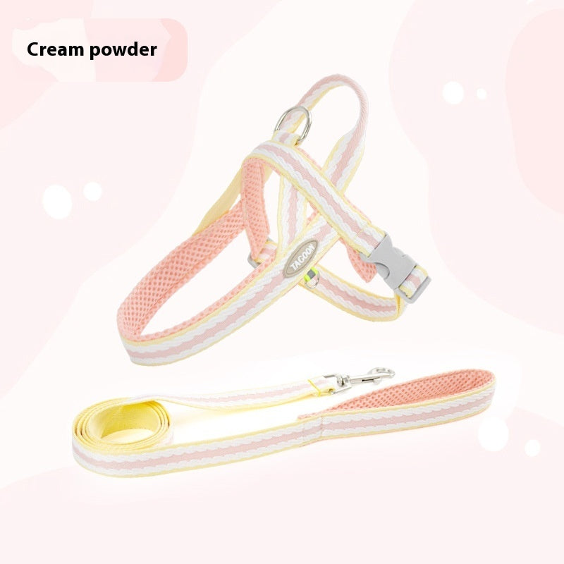 KFX-9676605 Portable Pet Harness with Hand Holding Rope - Available in Sea Salt Yellow, Fumigated Purple, Cream Powder, Coral Orange