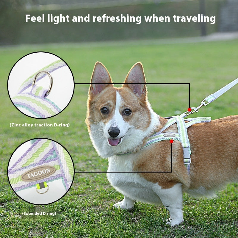 KFX-9676605 Portable Pet Harness with Hand Holding Rope - Available in Sea Salt Yellow, Fumigated Purple, Cream Powder, Coral Orange