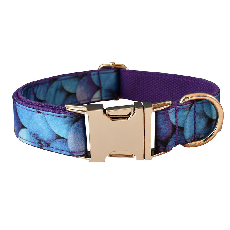 KFX-9679165 Purple Bowknot Dog Collar with Metal Buckle - Cotton, Adjustable Sizes S to XL