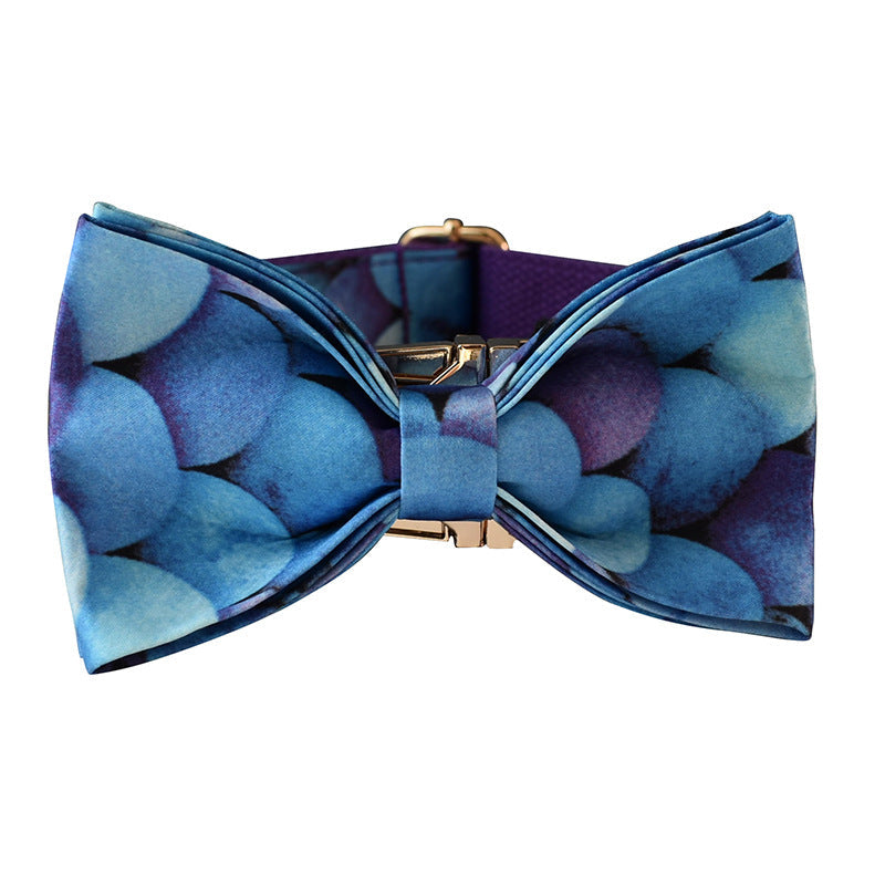 KFX-9679165 Purple Bowknot Dog Collar with Metal Buckle - Cotton, Adjustable Sizes S to XL