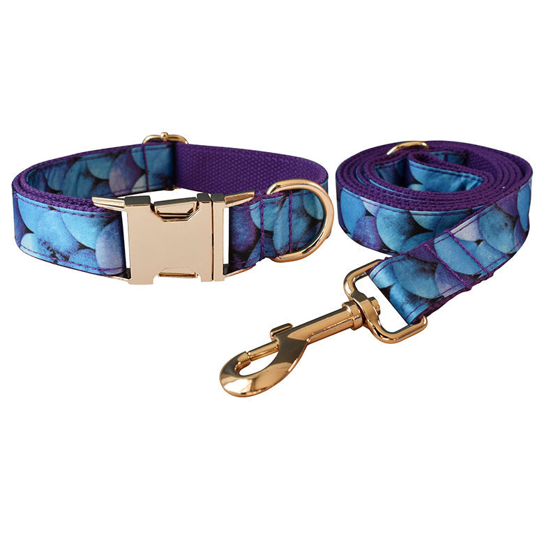 KFX-9679165 Purple Bowknot Dog Collar with Metal Buckle - Cotton, Adjustable Sizes S to XL