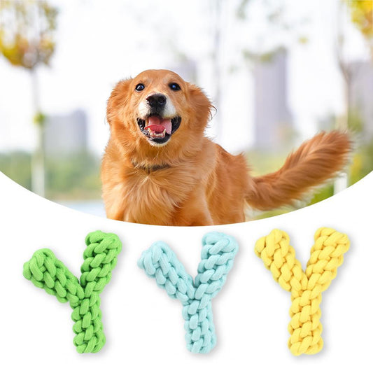 KFX-9680573 Durable Y-shaped Dog Toy for Dental Health and Exercise, Cotton Rope Chew Toy