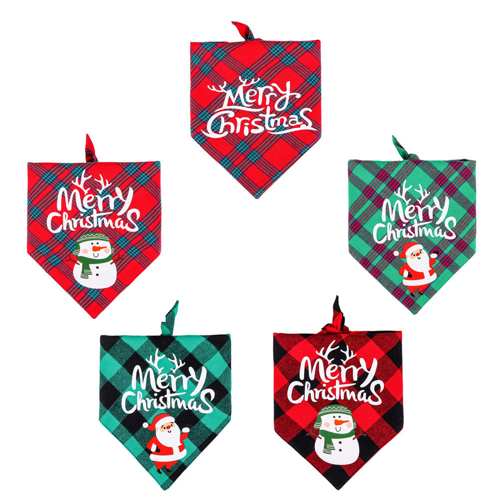 KFX-9680701 Christmas Dog Bandana Scarf - Cotton Pet Collar with Cute Holiday Designs