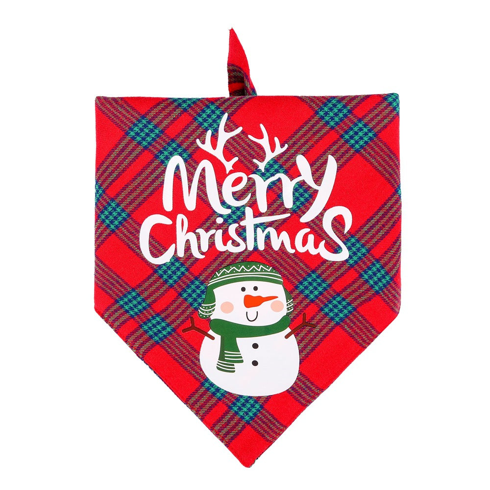 KFX-9680701 Christmas Dog Bandana Scarf - Cotton Pet Collar with Cute Holiday Designs