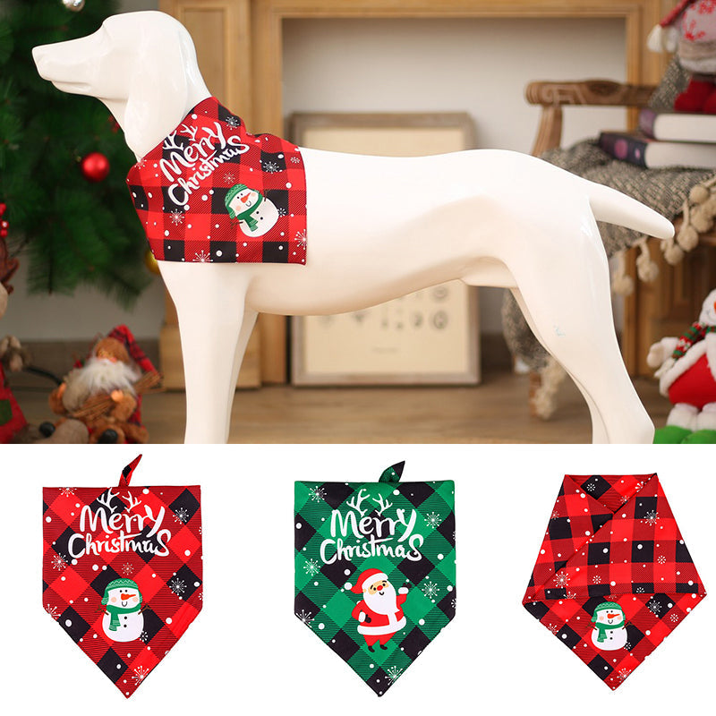 KFX-9680701 Christmas Dog Bandana Scarf - Cotton Pet Collar with Cute Holiday Designs