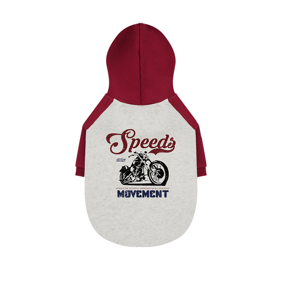 KFX-9681085 Wine Red Cotton Brushed Hoody for Pets - Autumn and Winter Casual Wear