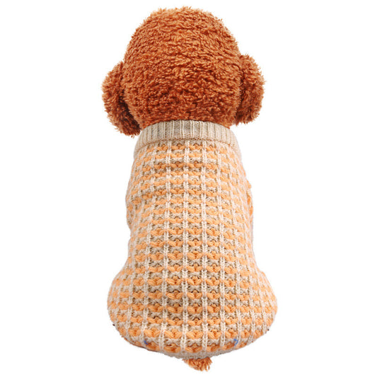 KFX-9681469 Cozy Orange Acrylic Dibi Bear Sweater for Pets - Sizes XS to XL