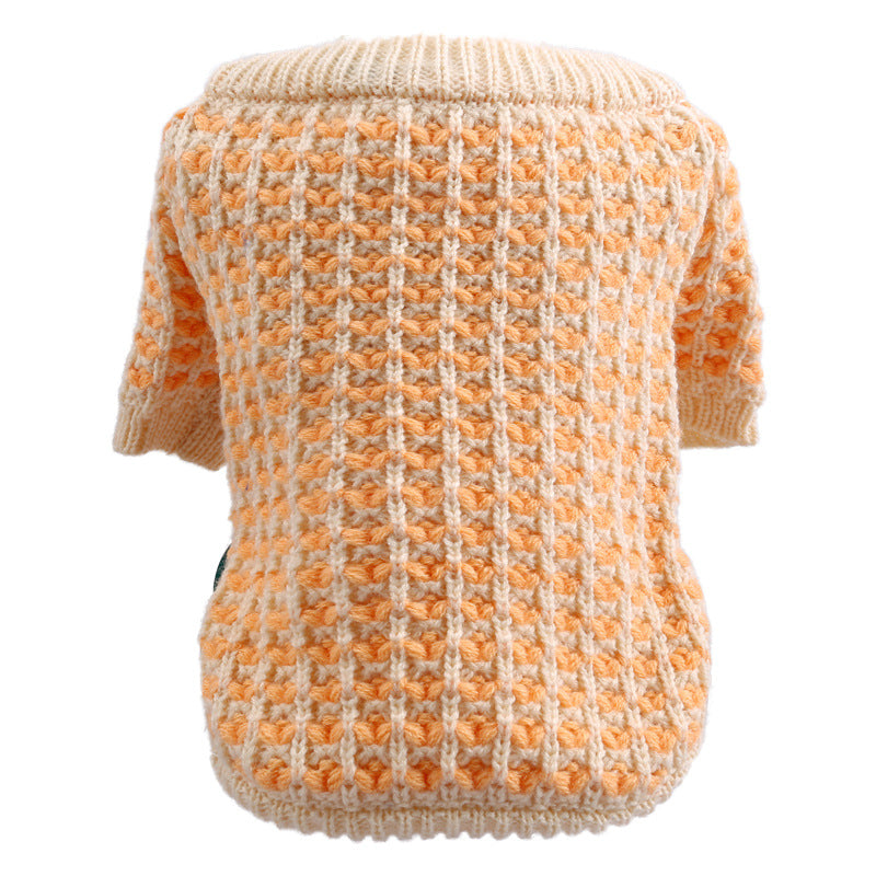 KFX-9681469 Cozy Orange Acrylic Dibi Bear Sweater for Pets - Sizes XS to XL