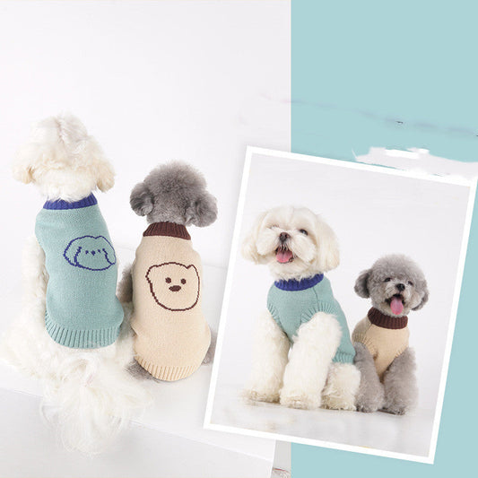 KFX-9686845 Cozy Knitted Puppy Vest Sweater in Red, Apricot, and Green – Sizes S to 2XL