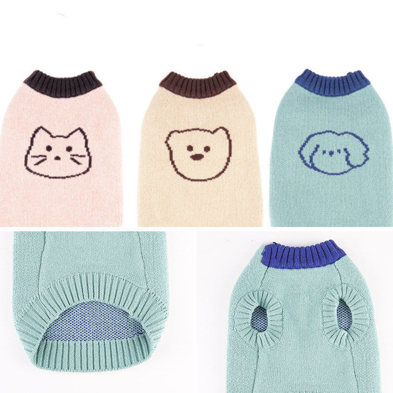 KFX-9686845 Cozy Knitted Puppy Vest Sweater in Red, Apricot, and Green – Sizes S to 2XL
