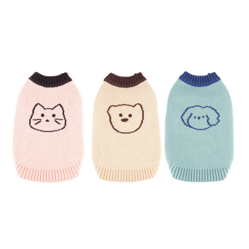 KFX-9686845 Cozy Knitted Puppy Vest Sweater in Red, Apricot, and Green – Sizes S to 2XL